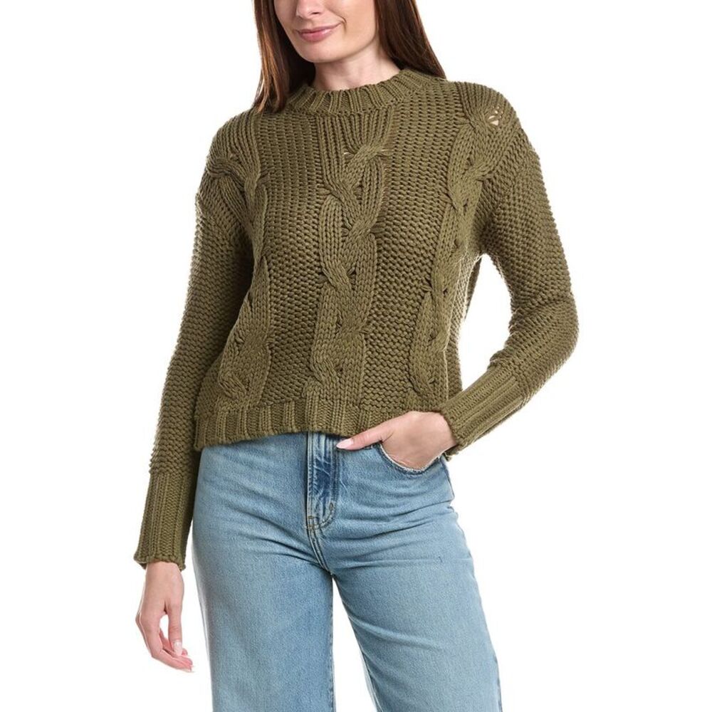 Saltwater Luxe Womens  Cable Knit Sweater, Green